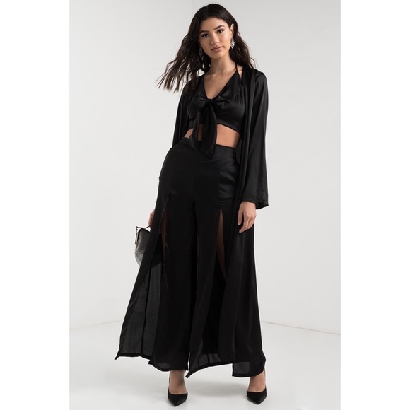 AKIRA Jackets & Blazers - Akira Black Silky Duster Kimono